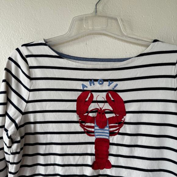 Talbots white black stripe lobster sweater size L - Picture 3 of 9